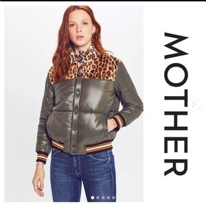 Mother puff fur snap jacket